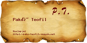 Pakó Teofil névjegykártya